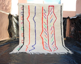 Moroccan Berber Azilal carpet 145 cm x 200 cm = 4.7 ft x 6.6 ft medium handmade rug ,azilal teppich,kilim Moroccan rugs ,