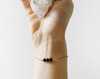 Dainty Triple Lava Bracelet, Oil Bracelet, Lava Bracelet, Essential Oil Bracelet, Aromatherapy Bracelet, Volcanic Lava, Diffuser Bracelet