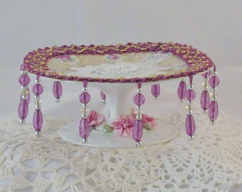 Victorian Vintage Style, Jewelry Plate, Vintage Plate & Pedestal, Shabby Chic Decor, Pedestal Ring Dish, Handmade by julri Box