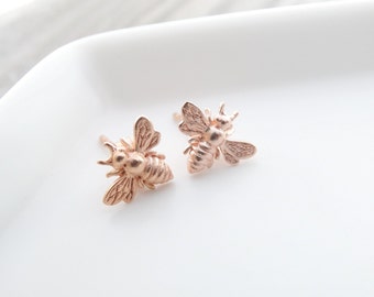 Rose Gold Bee earrings Bee Jewelry Bumble Bee Studs Bee Studs Bumble Bee Earrings Bee Stud Earrings Bumble Bee Stud Earrings