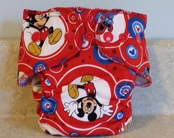Fitted Preemie Newborn Cloth Diaper- 4 to 9 pounds- Mickey Mouse- 16012