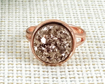 Rose Gold Druzy Ring - Druzy Ring - Drusy Ring - Adjustable Ring - Rose Gold Ring - Ring - Rose Gold Jewelry - Rose Gold - Druzy - Gift -