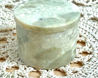 Small Round Natural Marble Stone Lidded Pot For All Sorts of Trinkets and Treasures Cufflinks Studs Tie Pins Rings Storage Or As A Gift Box