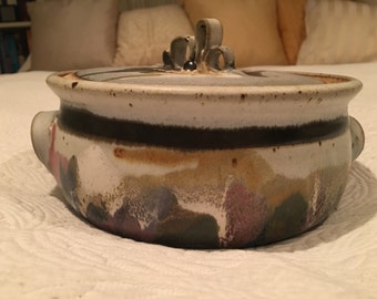 Handmade ceramic covered casserole