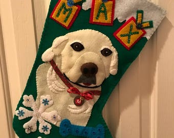 Custom Pet Christmas Stocking - Made From Your Pet's Photo!
