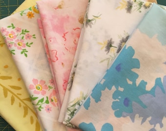 Vintage Sheet Fabric Fat Quarters - 5 pack- pastels
