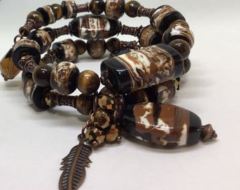 Tribal Themed Multi Tiered Bracelet.