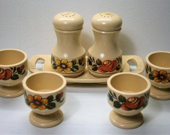 Vintage EMSA w. Germany 4 eierdoppen + peper/zout stel