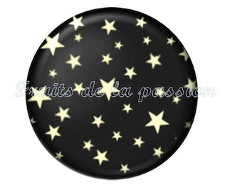 1 cabochon 25mm celestial stars round glass