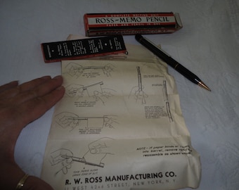 Ross Memo Paper Pencil All In One Original Box Paper Refills Vintage Office Decor