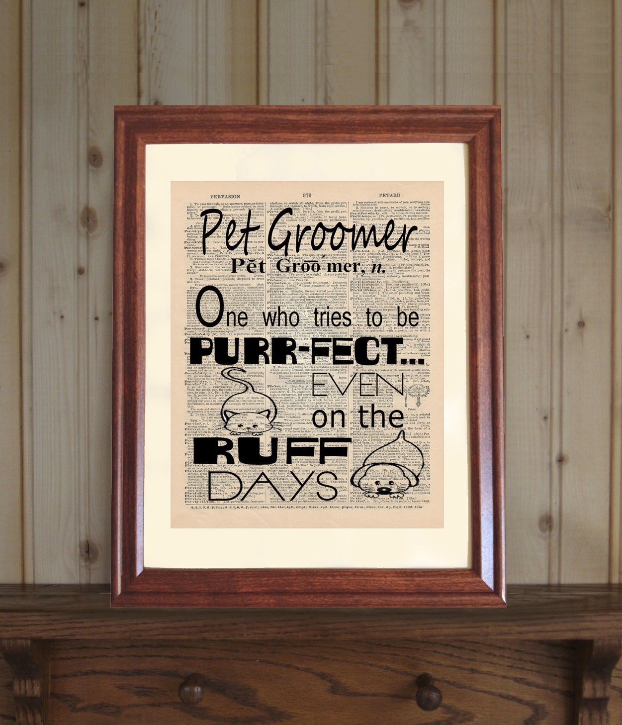 Pet Groomer Dictionary Print Pet Stylist Quote Dog & Cat