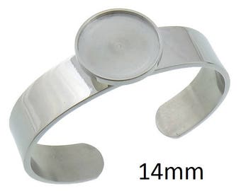 1 Pieces Stainless Steel 14mm Cabochon Bracelet Blank Setting