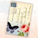 Printable Gift Tags, Butterfly and Rose Vintage Postcard front, Ephemera Download