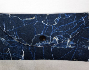 Navy Blue Wallet, Vegan, Women's Wallet, Fabric Wallet, Tri-fold Wallet, Clutch