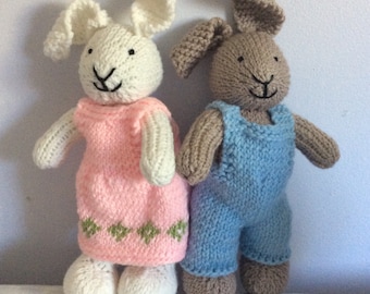 Hand knit Girl or Boy Bunny
