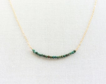 Tiny Turquoise Necklace, Dainty Turquoise Necklace, Gold Turquoise Necklace, Small Turquoise Necklace, Turquoise Bead Necklace, GBN12