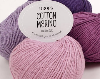 Cotton Merino wool yarn - Superwash yarn - Cotton yarn - Yarn knitting - Merino yarn - Yarn wool - Worsted yarn DK - DROPS Cotton Merino