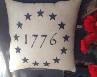 1776 and Stars Pillow