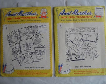2 Aunt Matha's Martha Hot Iron Transfers Embroidery New and Used