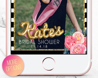Kate Snapchat Filter, Kate Inspired Geofilter, Kate Bridal Shower, Kate Baby Shower, Kate Themed Geotag, Floral Striped Bachelorette Geo Tag