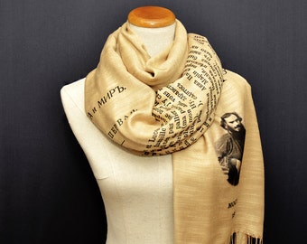 War and Peace by Leo Tolstoy shawl/scarf - Russian version