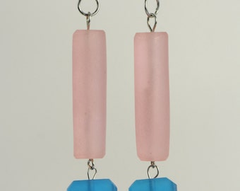 RR#46 - Vivid Blue and Pink Resin Earrings
