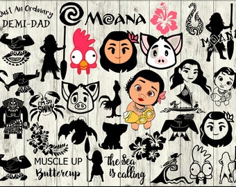 Moana SVG Bundle, Maui SVG Bundle, Moana cut file, Moana clipart, Moana svg files for silhouette, files for cricut, svg, dxf, eps, png, scal