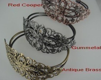 Last 20%off: CB-01 2pcs Gunmetal Brass Filigree Cuff Bracelet - Gunmetal