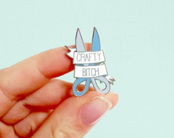 CRAFTY B*TCH hard enamel pin | Lapel pin | pin badge | Cute lilac blue scissors | bright pastel | arts and crafts |gift for her