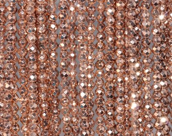 4mm Rose Gold Hematite Gemstone Grade AAA Faceted Round Loose Beads 15.5 inch Full Strand (80000716-787)