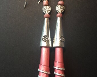 Spiral pink earrings.