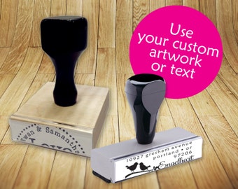 Wood Knob Custom Rubber Stamp Featuring Your Design, Logo or Artwork.