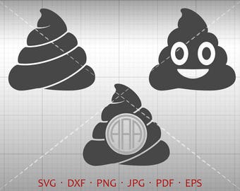 Poop Emoji SVG, Poop Monogram SVG with Circle Font, Poop Clipart Silhouette Cricut Cut Files (svg, dxf, eps, png, pdf)