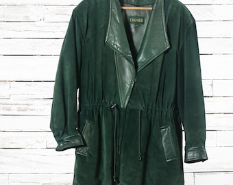 30% OFF | Green suede jacket | Suede and leather coat | Green Suede Coat | Woman Large | DANIER | Leather jacket