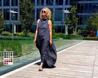Linen Clothing, Linen Dress, Plus Size Kaftan Dress, Long Caftan Dress, Maternity Dress, Maxi Dress, Oversized Loose Dress, Women Kaftan