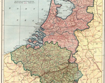1924 antique netherlands map and belgium map of the netherlands wall decor gift for traveler graduation