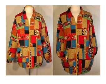 Women's Vintage Coat, floral jacket, patchwork coat, zipper coat, women's jacket, ladies coat, colorful jacket, ethnic coat, bohemian coat