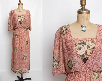 vintage 70s sheer floral dress