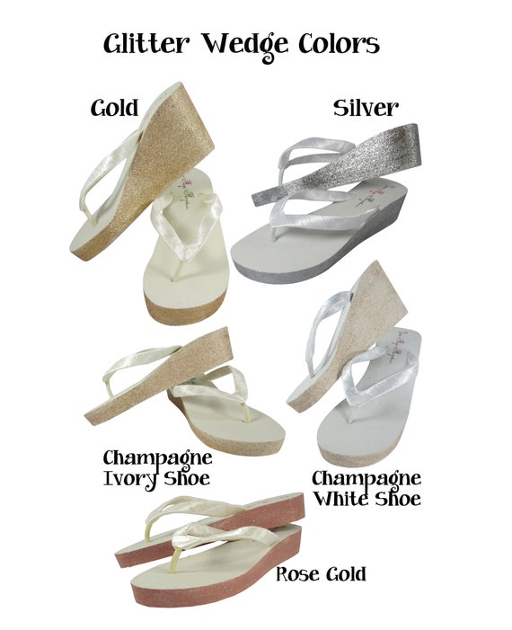 Copper White Jeweled Flat Champagne Flops Wedding Flip Sandals Gold