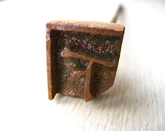 Vintage Japanese Branding Iron - Yakiin - Vintage Branding Iron - Kanji Stamp - Chinese Character - Under Underneath Below Down S204
