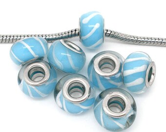x 1 Pearl Europeans turquoise glass lampwork 14 * 10 mm