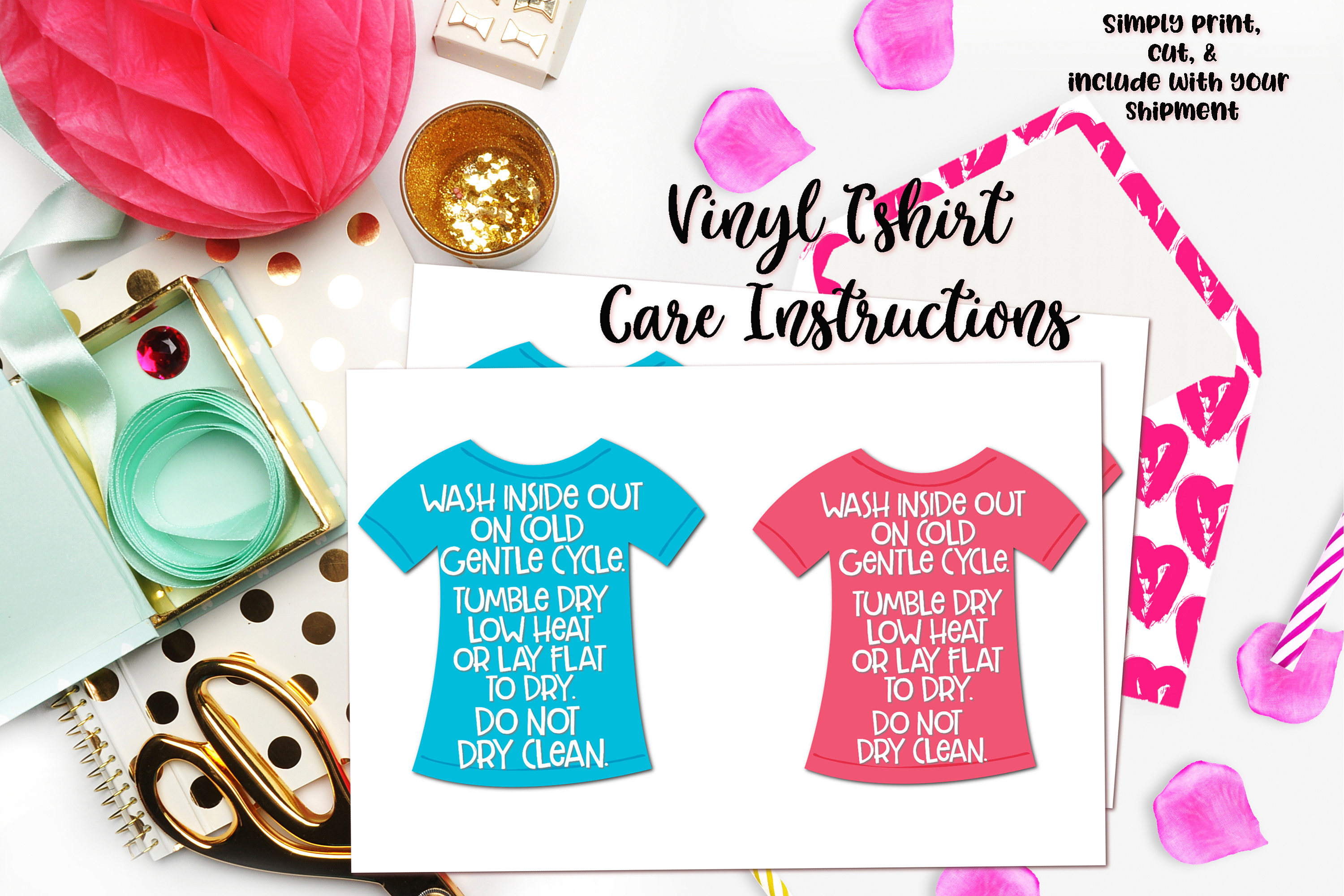 free care instructions for vinyl shirts layered svg cut file