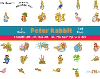 30 Beatrix Potter Peter Rabbit Embroidery Designs, Peter Rabbit Embroidery, Storybook Embroidery, Instant Download