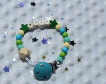 Customizable name pacifier shade blue green