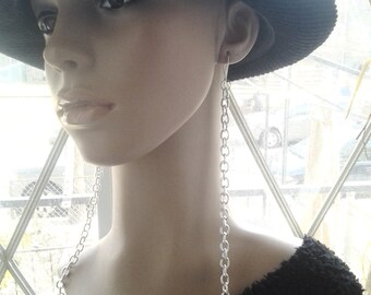 Long Dangling Silver Color Chain Womens Earring, Long Earrings, Dangling Earrings, Womens Jewelry, Handmade Jewelry