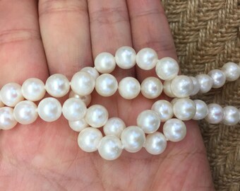 Long White Pearl Necklace / 1.2m