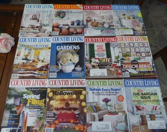 TWELVE Country Living Magazine Mixed Years (Lot ONE), DESTASH Country Living Magazine