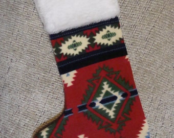 Native American Christmas Stocking - Red and Green