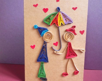 quill card, quilled love card, handmade love card, valentine card quill, I love you card, birthday card boyfriend, birthday card girlfriend