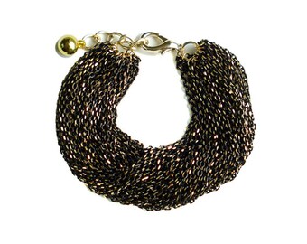 Multi Strand Chic Statement Chain Bracelet - Black